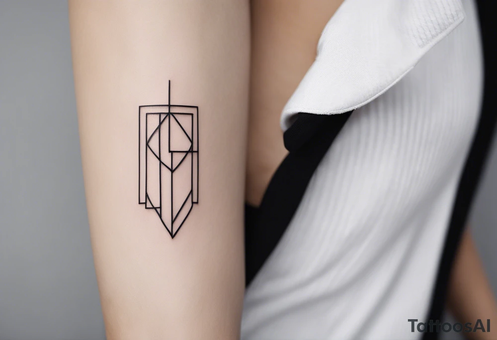 Minimalist tattoo with ultra-thin lines, where the number 22 is the main element, representing luck and eternal love with my girlfriend. The design should be subtle and elegant, with an abstract or geometric detail symbolizing our bond and special connection. Ideally in black and white, with a modern and timeless style, perfect for the forearm, chest, or behind the ear tattoo idea