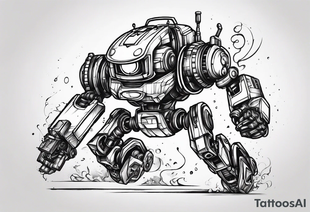 small robot running tattoo idea