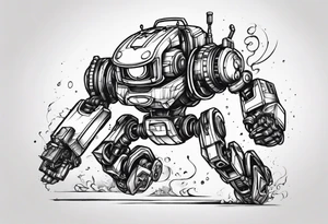 small robot running tattoo idea