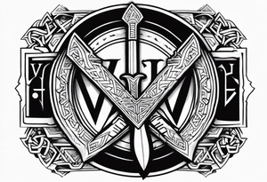Valhalla  sword shield axe Valknut lightning tattoo idea