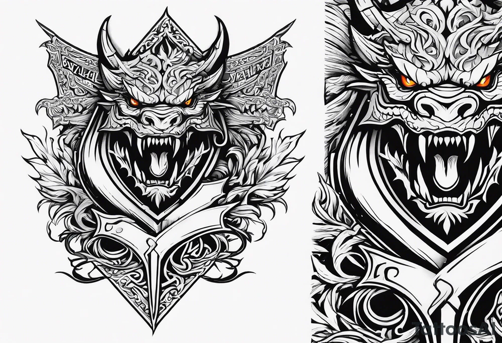 Valhalla sheild dragon sword tattoo idea