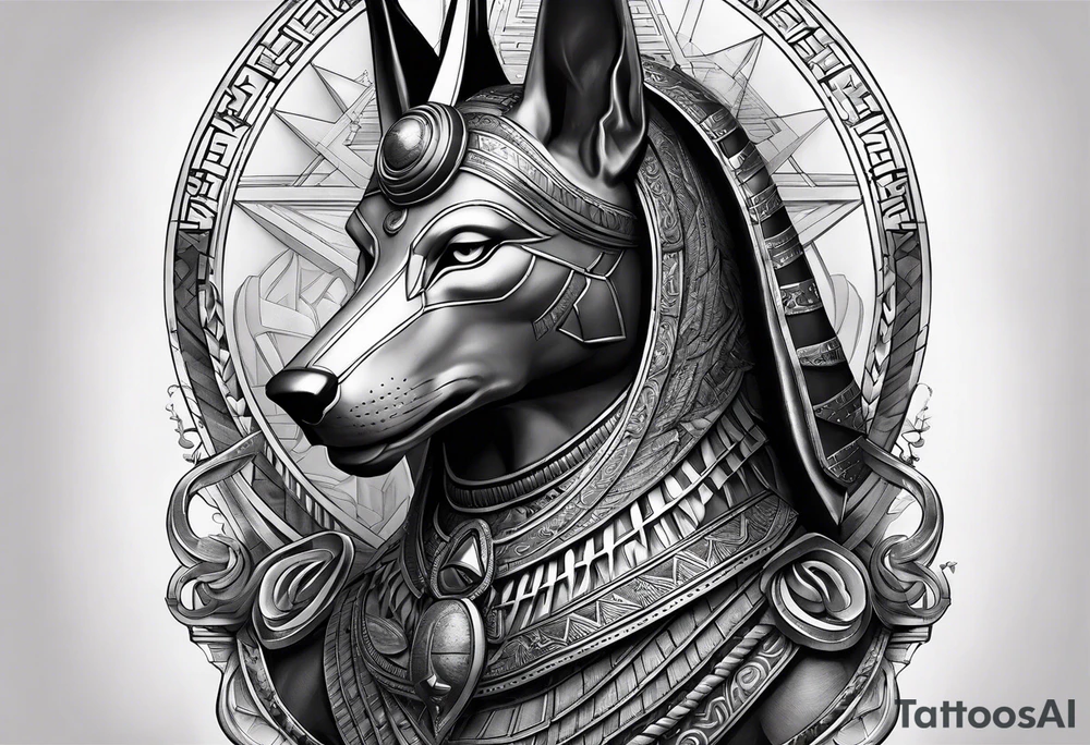 The war between Anubis  and god ra tattoo sleeve design
Building and people pirámides tattoo idea