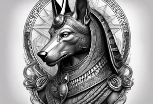The war between Anubis  and god ra tattoo sleeve design
Building and people pirámides tattoo idea