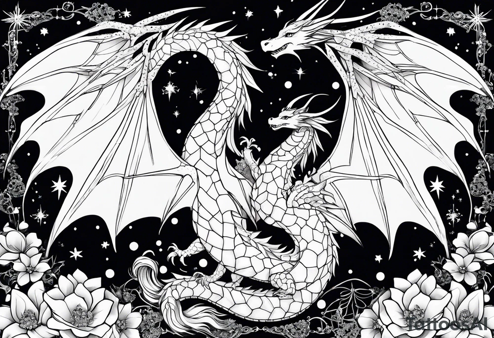 Constellation, wing , snow , cross , dragon female japan kawaii , flower tattoo idea