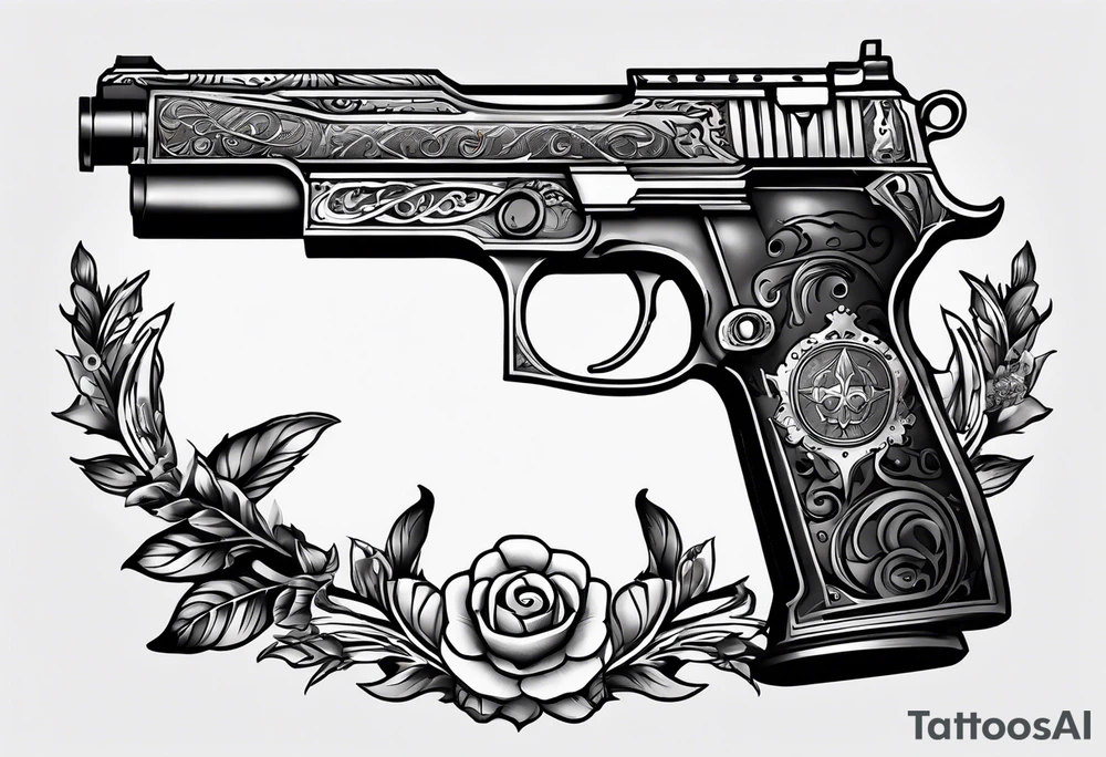 The letters AR with a pistol on each side tattoo idea
