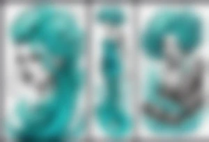 a tall woman made of water with turquoise hair waves crashing against rocks tattoo idea