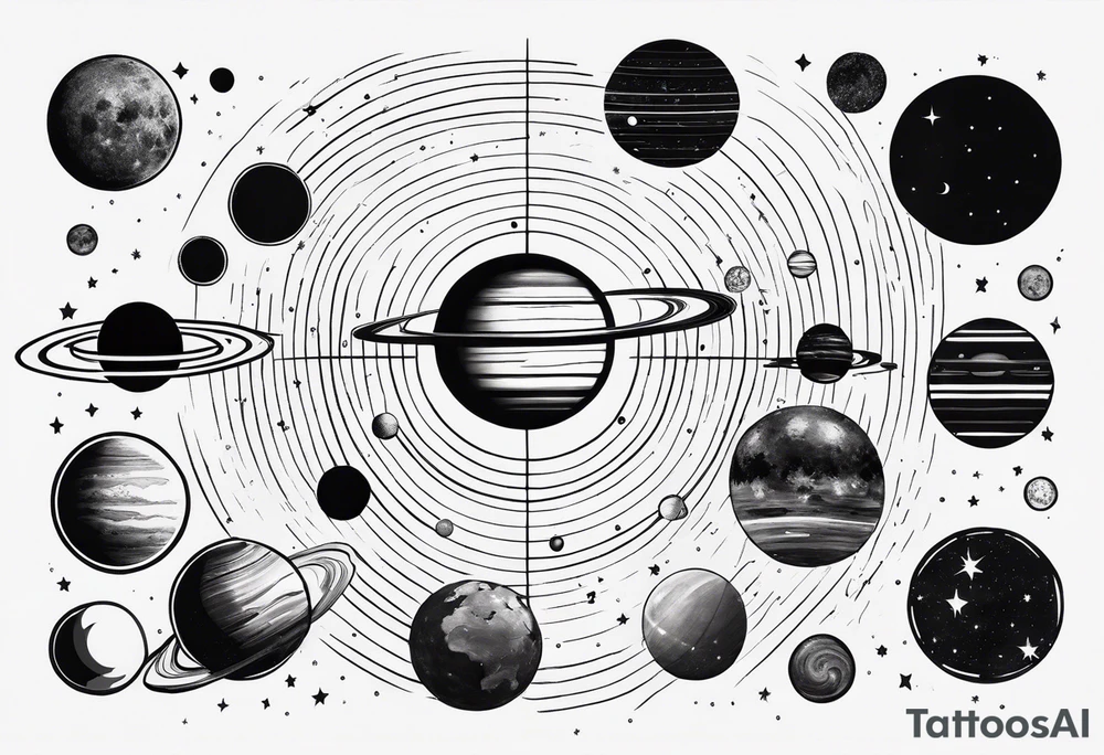 Minimalist representation of the solar system tattoo idea Minimalist representation of the solar system tattoo idea