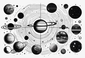 Minimalist representation of the solar system tattoo idea