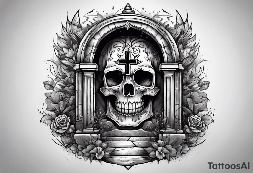 Tomb with cross tattoo idea