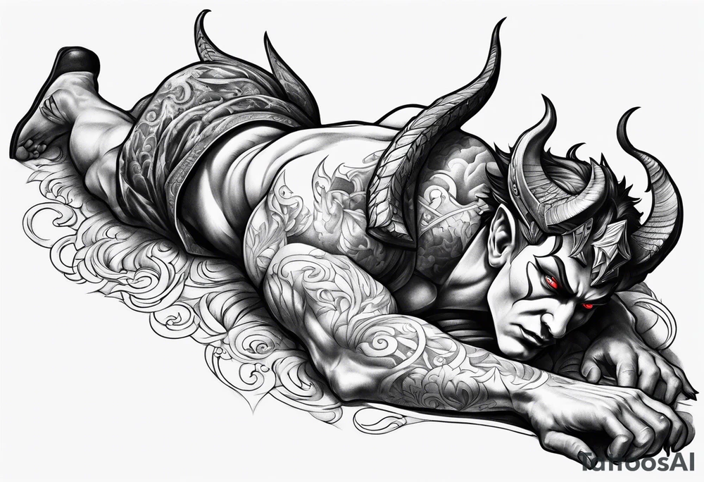 Satan full body laying down tattoo idea