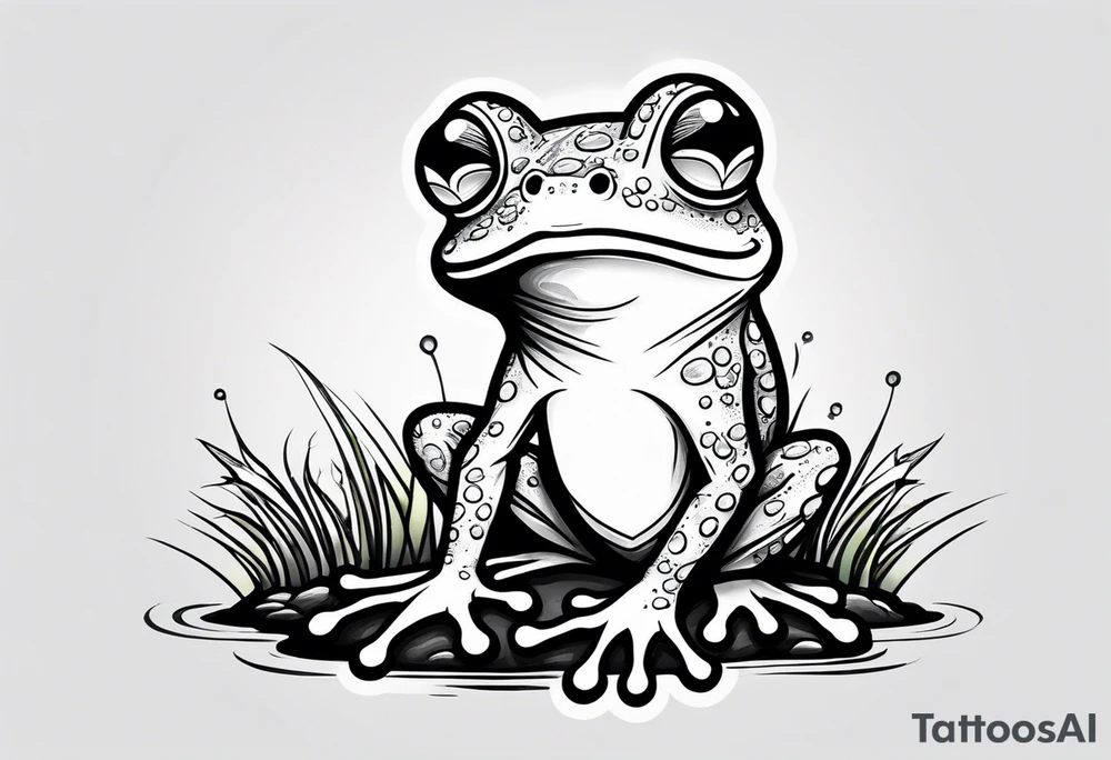 Cute small frog holding rainbow flag tattoo idea