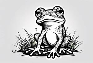 Cute small frog holding rainbow flag tattoo idea
