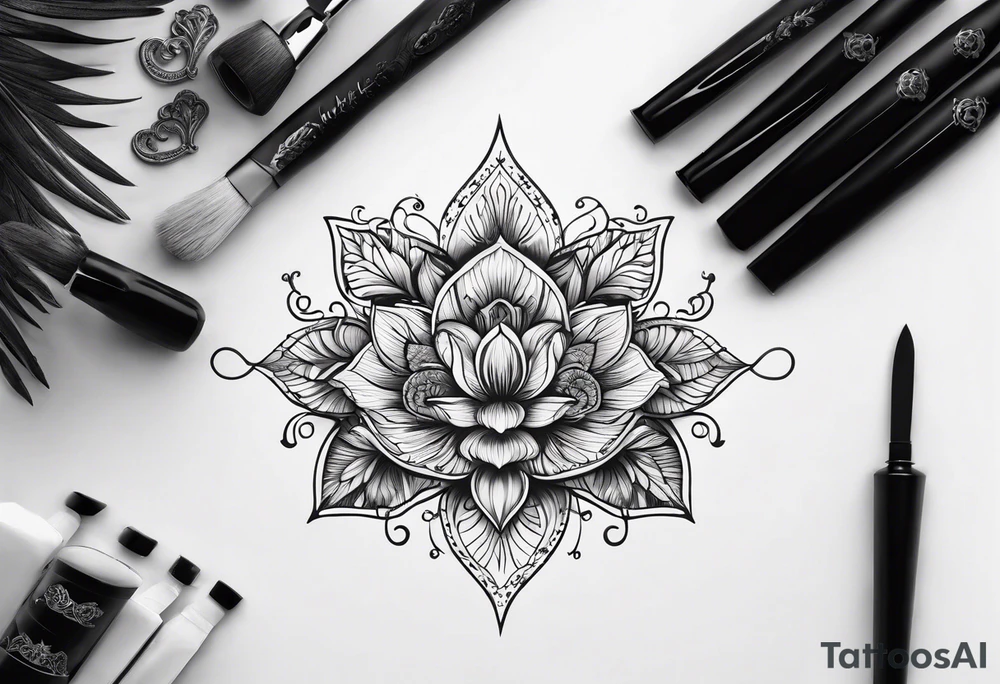 small long ornate floral sternum tattoo tattoo idea