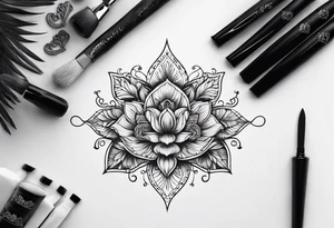 small long ornate floral sternum tattoo tattoo idea
