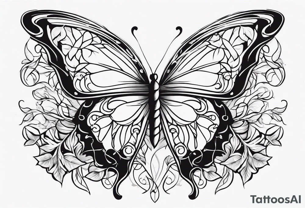 Name
Mascarenas with vines of leaves and butterfly tattoo idea