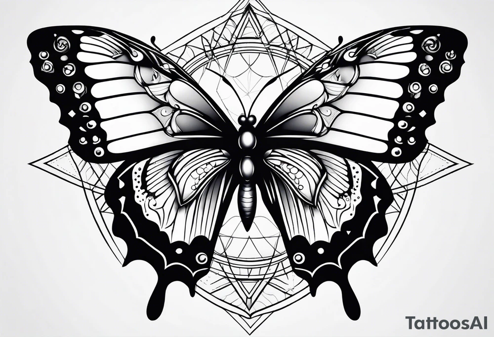 Butterfly with sacred geometry tattoo idea