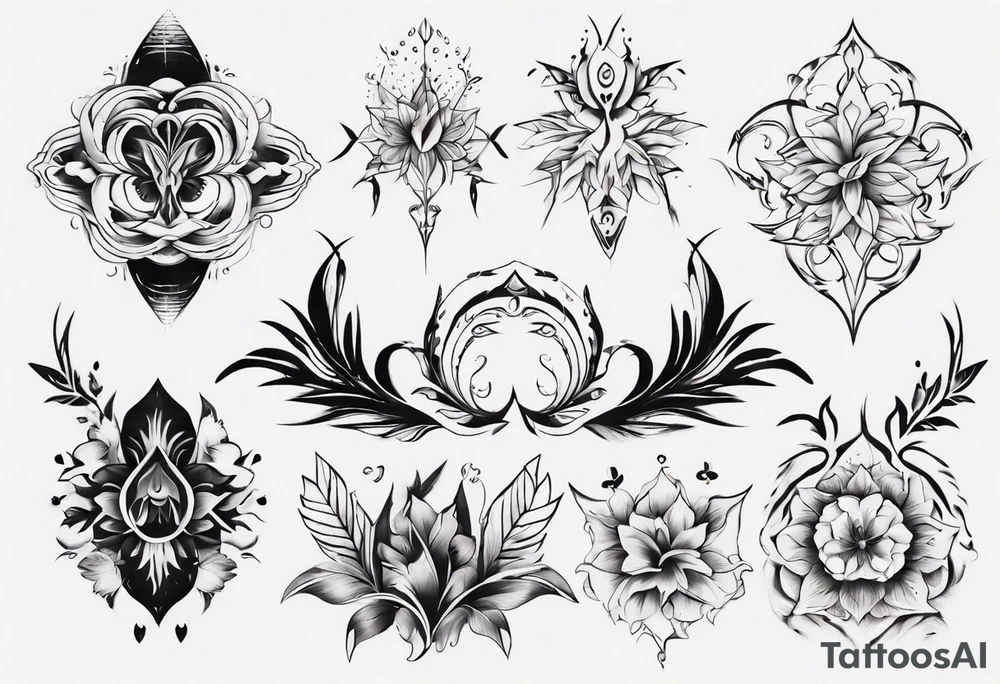 Minimalist Ornemental delicate tattoo idea