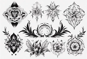 Minimalist Ornemental delicate tattoo idea