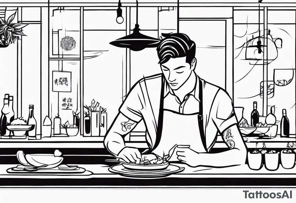 Part time student restaurant Waiter tattoo idea
