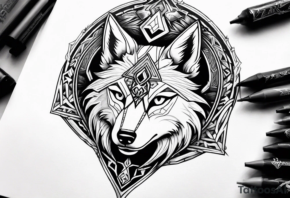 Legend of zelda link wolf in profile tattoo idea