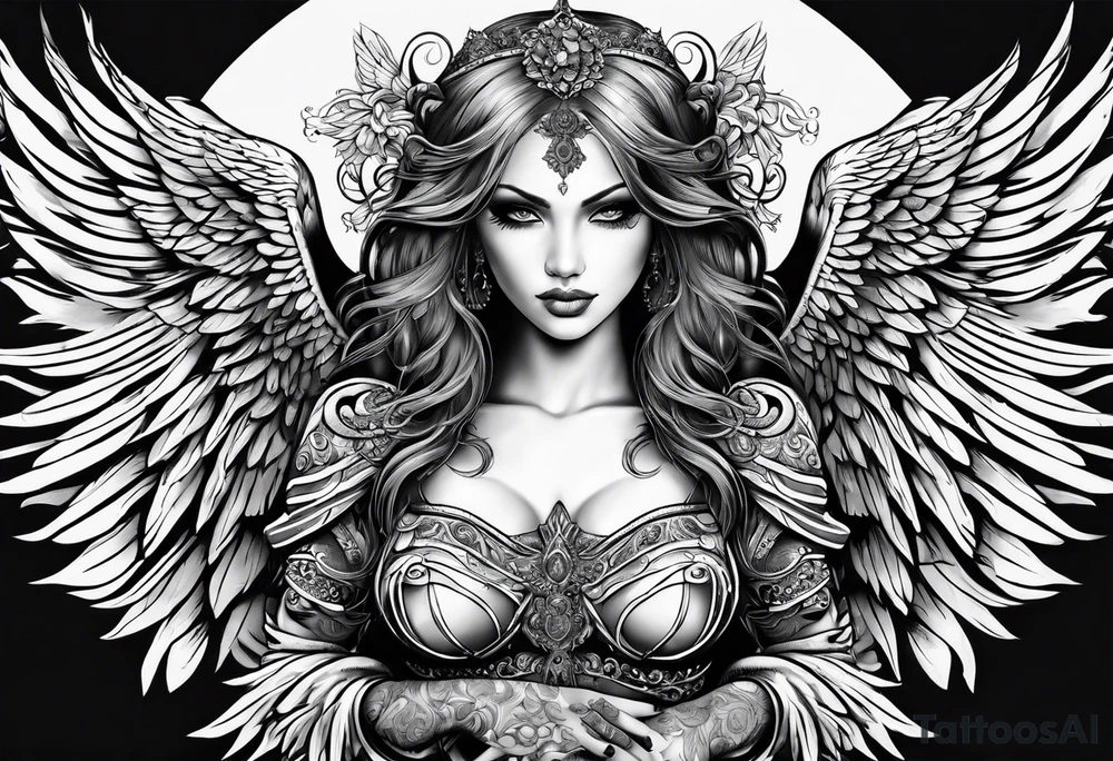 Female dark angel tattoo idea
