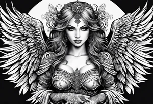 Female dark angel tattoo idea