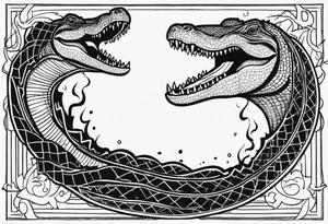 Make an arm sleeve with lightning bolt and alligators tattoo idea