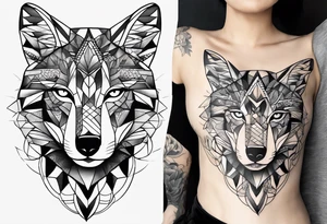 fine line tattoo, geometric figures, a face, time tattoo idea