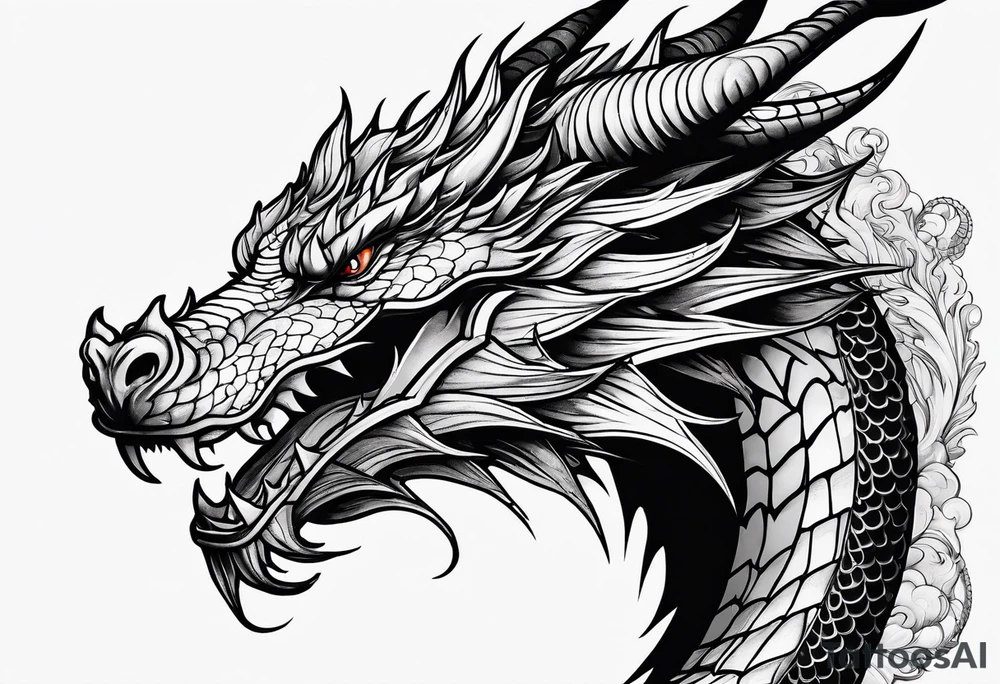 Dragon out of single line tattoo idea