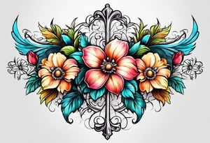 Flowers around a cross tattoo idea