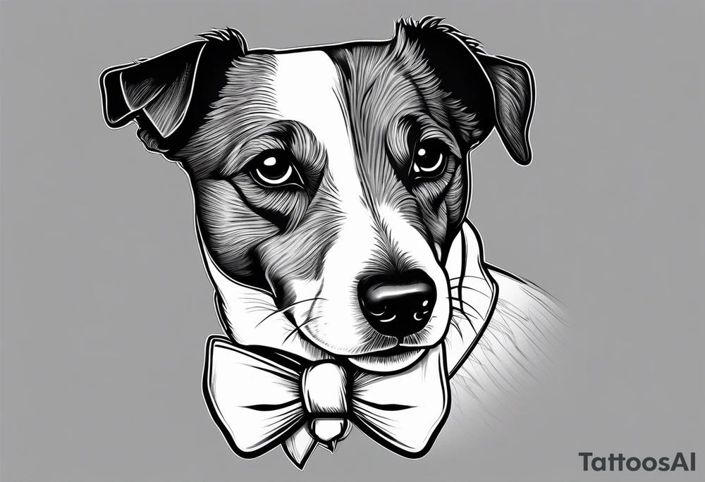 Jack Russel dog with a bow tie tattoo idea