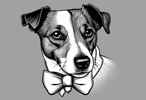 Jack Russel dog with a bow tie tattoo idea