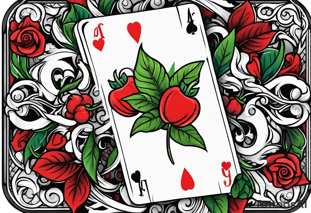 Playing cards, leaf vines and cigarettes tattoo idea