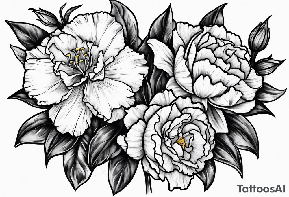 Two carnations and Two daffodils tattoo idea