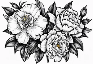 Two carnations and Two daffodils tattoo idea