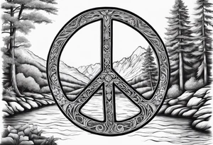 Peace sign with river 
Peace like a river. It is well tattoo idea