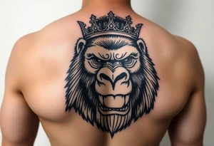 Powerful gorilla with crown tattoo idea