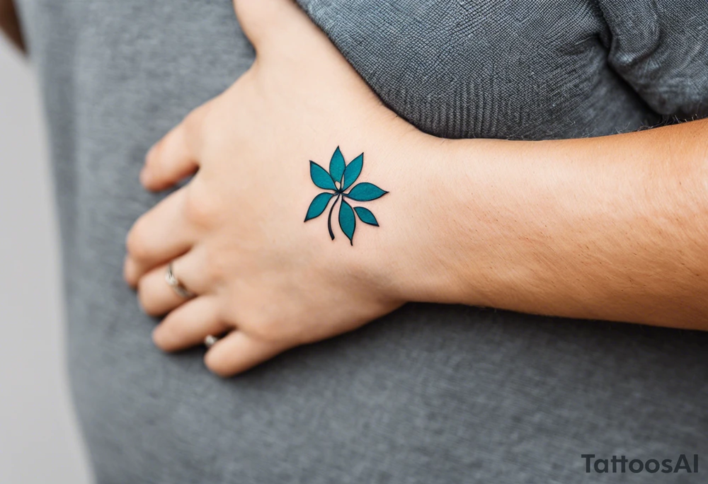 Erstelle ein Tatoo. Hundepfote. In der Hundepfote Symbol Autismus Puzzleteil und PTSD Schlaufe nur einmal. Ausserhalb der Pfote minimalistischer quatradischer  und abstrakter Style. Style des Tatoo minimalistisch, abstrakt, Dotwort, aquarell und fineline tattoo idea
