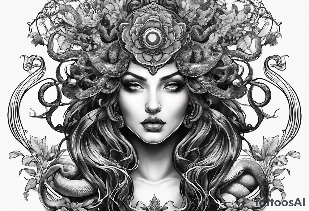 Medusa with Dionaea muscipula instead of snakes tattoo idea
