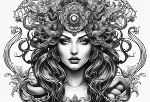 Medusa with Dionaea muscipula instead of snakes tattoo idea