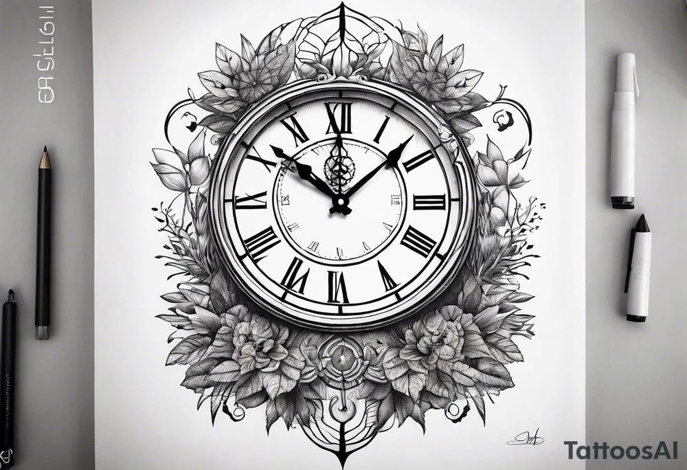 nature element clock memorial tattoo simple design tattoo idea nature element clock memorial tattoo simple design tattoo idea