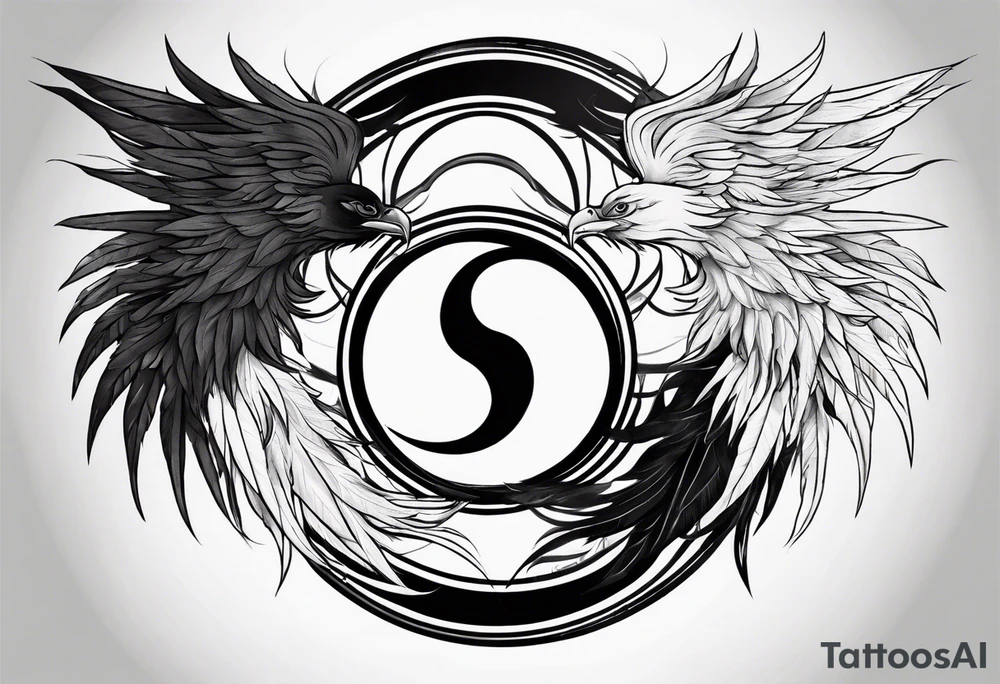 Yin and yang with phoenix tattoo idea
