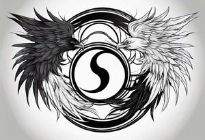 Yin and yang with phoenix tattoo idea