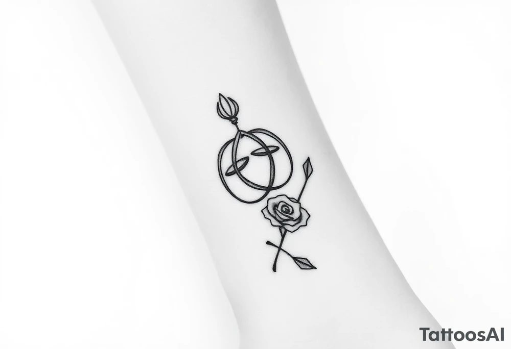 Can you make me a design for a tattoo with Lilith  symbol  a loose knot and a rose tattoo idea