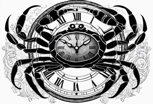 Zodiac crab with clock tattoo idea