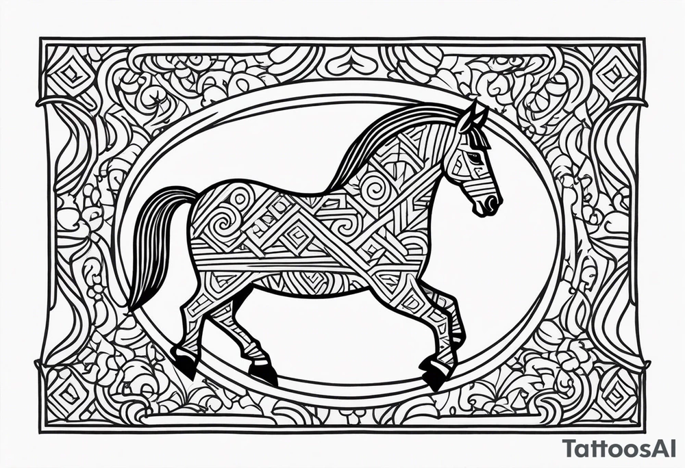 Herring outline filled in with the pattern of a Swedish Dala horse tattoo idea