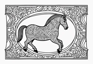 Herring outline filled in with the pattern of a Swedish Dala horse tattoo idea