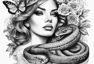 Snake and butterfly mix tattoo idea