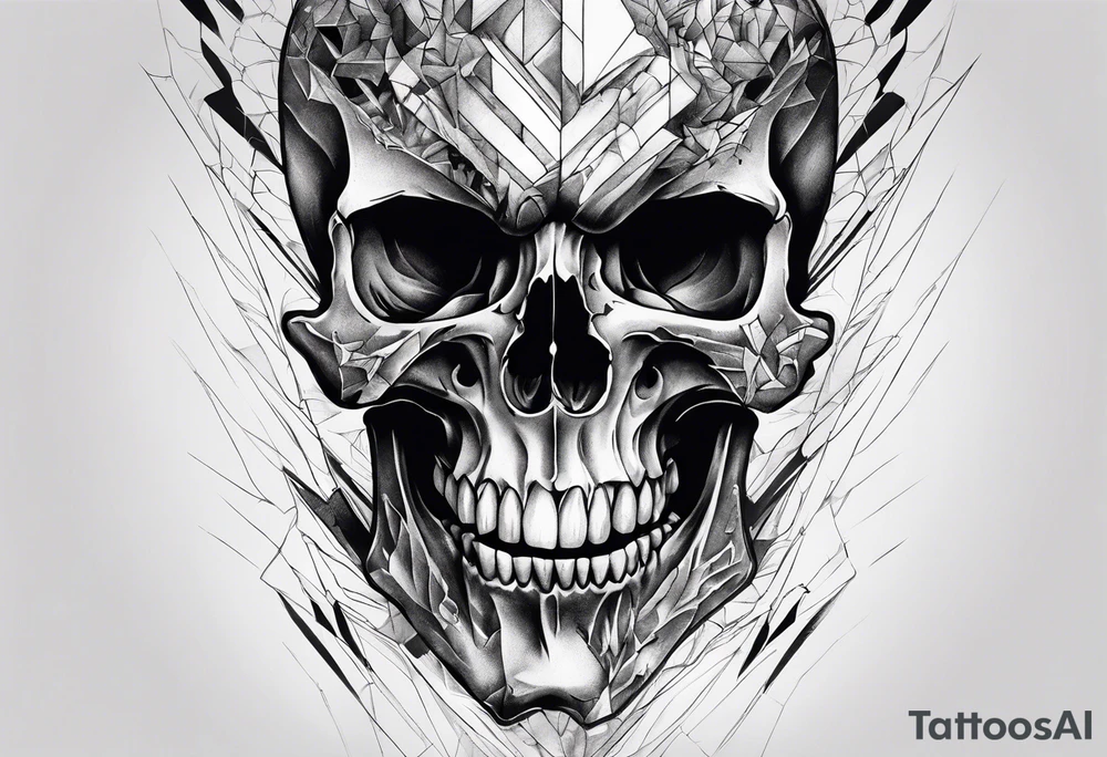 fragmented screaming skull tattoo idea