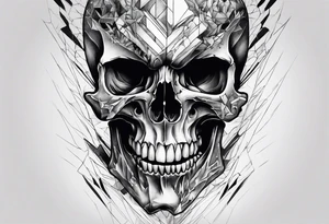 fragmented screaming skull tattoo idea